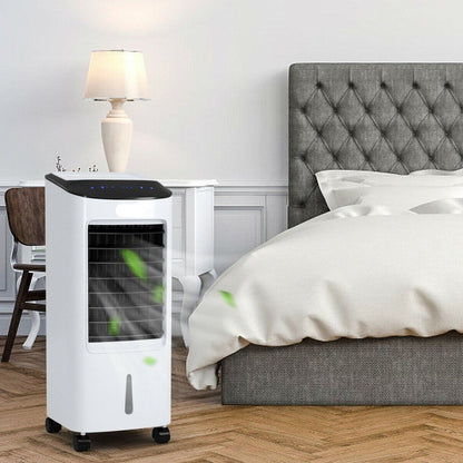 Rafraîchisseur d'air évaporatif sur pied avec télécommande – Unité de refroidissement portable pour chambre, bureau et espace de vie – Conception sans fenêtre, sur roulettes