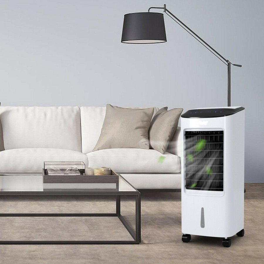 Rafraîchisseur d'air évaporatif sur pied avec télécommande – Unité de refroidissement portable pour chambre, bureau et espace de vie – Conception sans fenêtre, sur roulettes