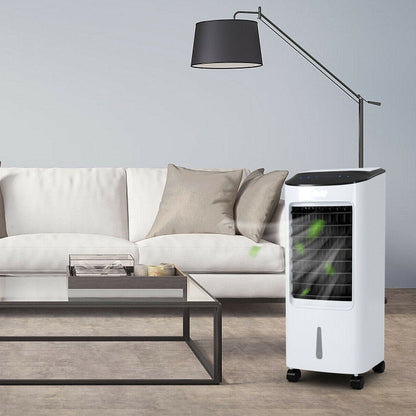 Rafraîchisseur d'air évaporatif sur pied avec télécommande – Unité de refroidissement portable pour chambre, bureau et espace de vie – Conception sans fenêtre, sur roulettes