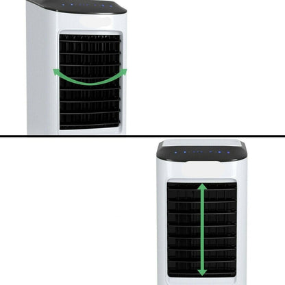 Rafraîchisseur d'air évaporatif sur pied avec télécommande – Unité de refroidissement portable pour chambre, bureau et espace de vie – Conception sans fenêtre, sur roulettes