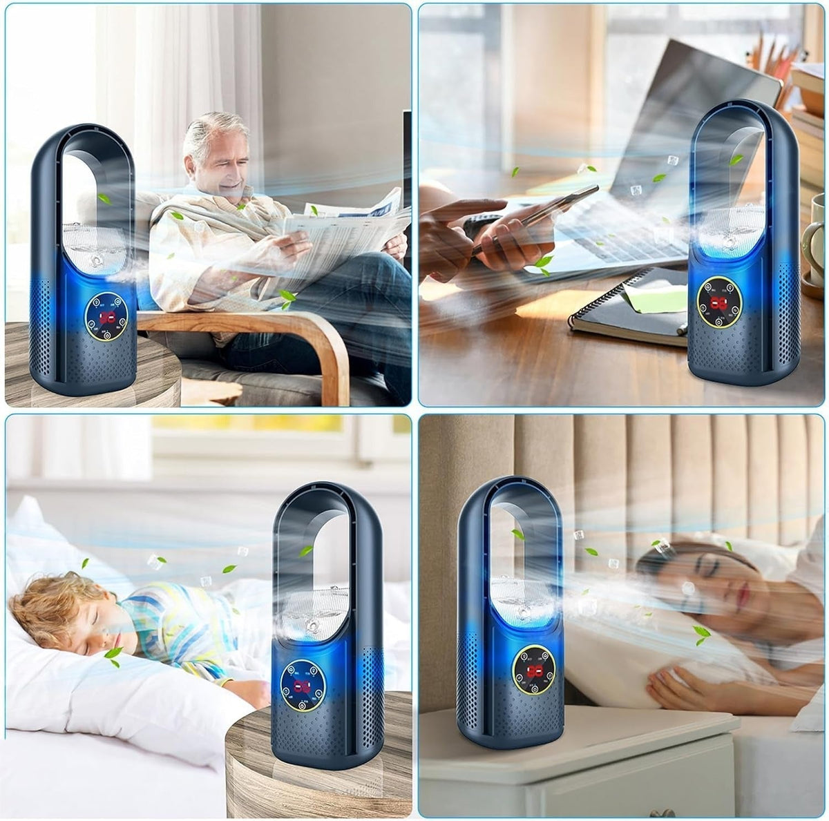 Desktop Personal Evaporative Air Cooler USB-Powered Quiet Misting Fan for Bedroom Office Desk Small Rooms