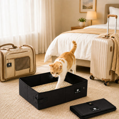 Ortekor Portable Foldable Cat Litter Box for Travel, Hotels & RVs - Packs Flat, Helps Keep Floors Clean
