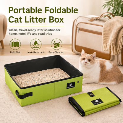 Ortekor Portable Foldable Cat Litter Box for Travel, Hotels & RVs - Packs Flat, Helps Keep Floors Clean