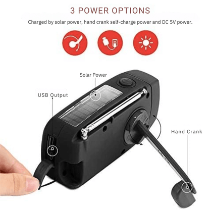 Emergency Hand-Crank Radio with Solar Power, Flashlight & Phone Charger for Camping, Blackouts & Outdoor Survival