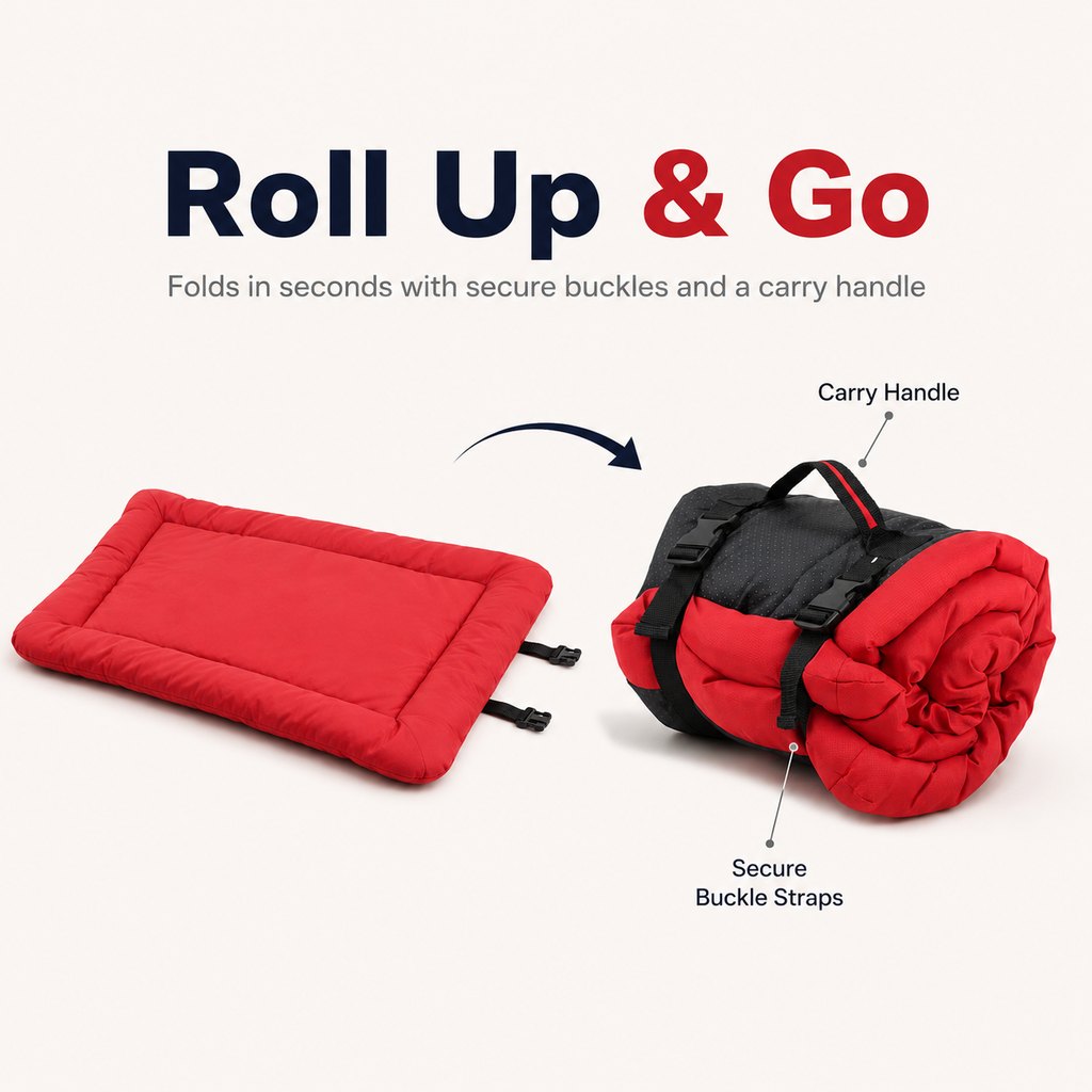 Ortekor Portable Outdoor Dog Bed for Camping &Car Travel - Roll-Up Mat for Clean, Comfortable Rest