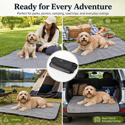 Ortekor Portable Outdoor Pet Mat with Carry Bag - Foldable Travel Dog Blanket for Parks, Camping & Road Trips