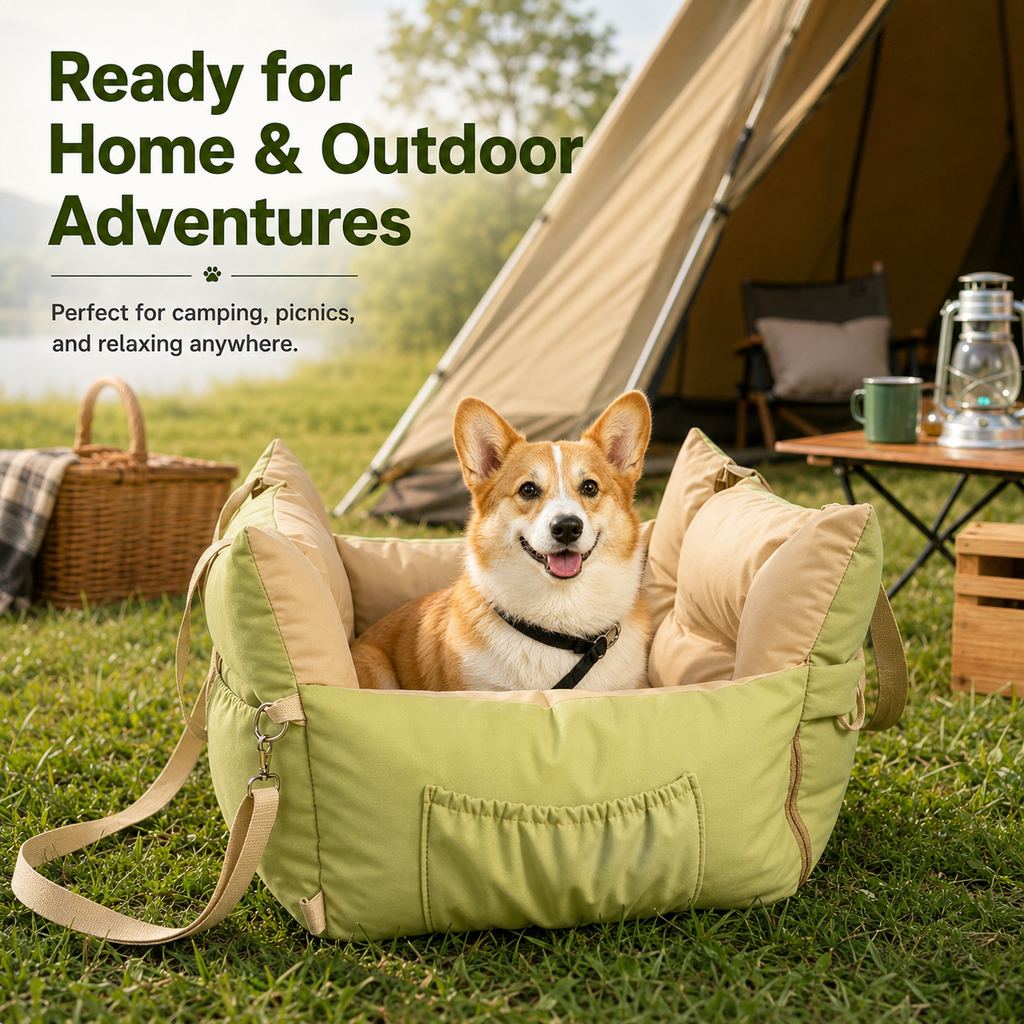 Ortekor Portable Pet Car Bed for Road Trips, Camping & Home Lounging - Cozy, Secure Rest Spot for Small to Medium Dogs