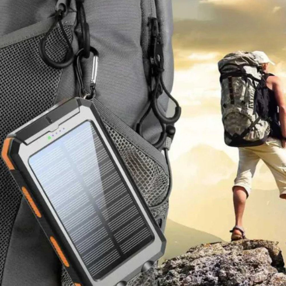 EcoCharge | Batterie externe solaire portable d'une capacité de 10 000 mAh | Conception étanche pour les aventures en plein air