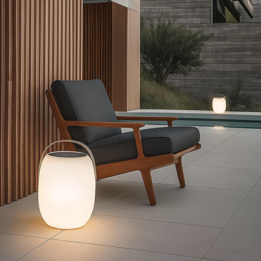 Solar-Powered Portable Outdoor Table Lamp with LED for Patio Deck Garden & Balcony