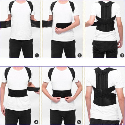 Back Support Brace Posture Corrector Vest for Men & Women with Resistance Band