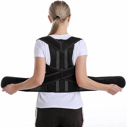 Back Support Brace Posture Corrector Vest for Men & Women with Resistance Band