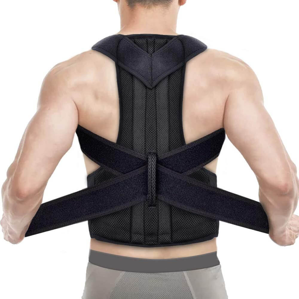 Back Support Brace Posture Corrector Vest for Men & Women with Resistance Band