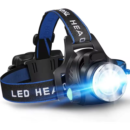 Rechargeable Zoom LED Hands-Free Flashlight for Hiking, Camping & Night Running | Lightweight Headlamp with Adjustable Focus Beam