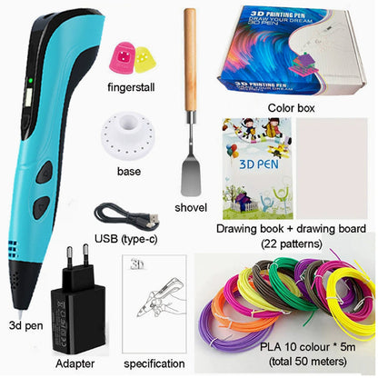 3D Drawing Pen for Kids – Three Speed Levels, Lightweight Design, LCD Monitor, Standard Filament Compatible