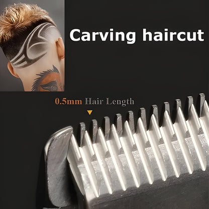 Metal Cordless Hair Trimmer Set with T-Blade Outliner & Foil Shaver for Men – Rechargeable Clippers with Adjustable Lever & 4 Guide Combs fo