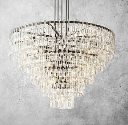 Multi-Tiered Crystal Ring Chandelier with Glass Chain Links for Dining Rooms and Living Rooms 36 48 60 Inch