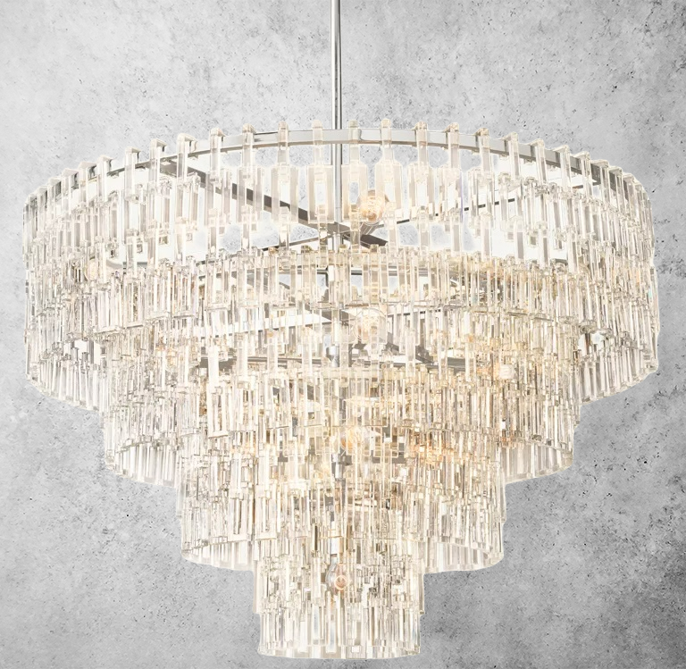 Multi-Tiered Crystal Ring Chandelier with Glass Chain Links for Dining Rooms and Living Rooms 36 48 60 Inch