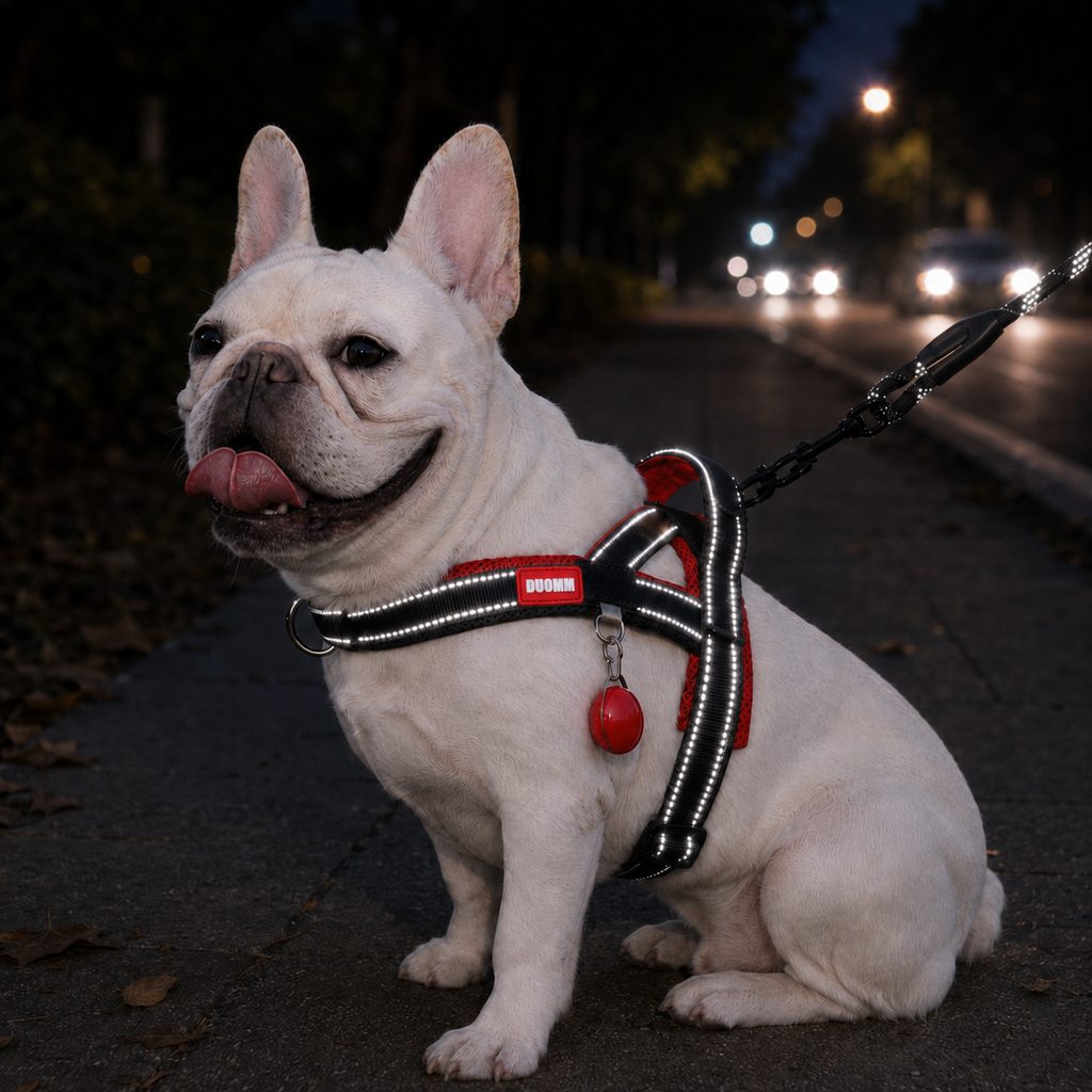 Ortekor No-Choke French Bulldog Harness & Leash Set for Daily Walks - Reflective, Easy-Control Fit for Broad-Chest Dogs