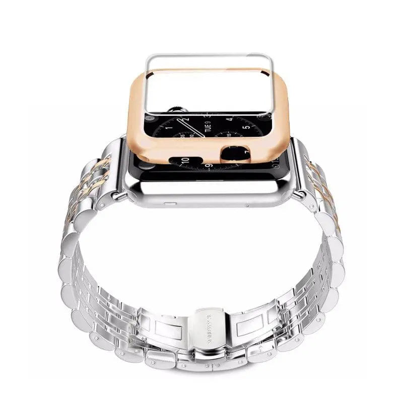 Metal Band and Protective Case Bundle for 38-44mm Apple Watch