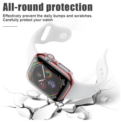 Full-Coverage Apple Watch Case + Screen Guard – Polycarbonate Shell, Tempered Glass Display Protector, Precision-Fit Series 5 40mm/44mm