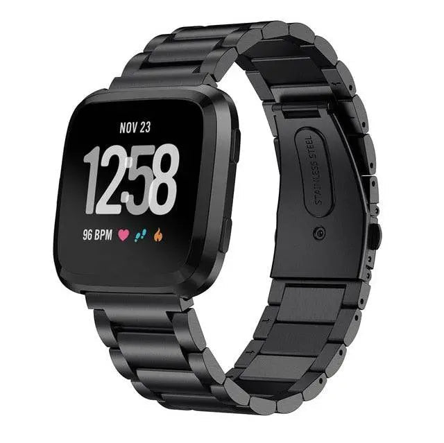 Replacement Steel Link Wristband for Fitbit Versa 2 Smartwatch – Adjustable Metal Fitness Tracker Strap for Women & Men