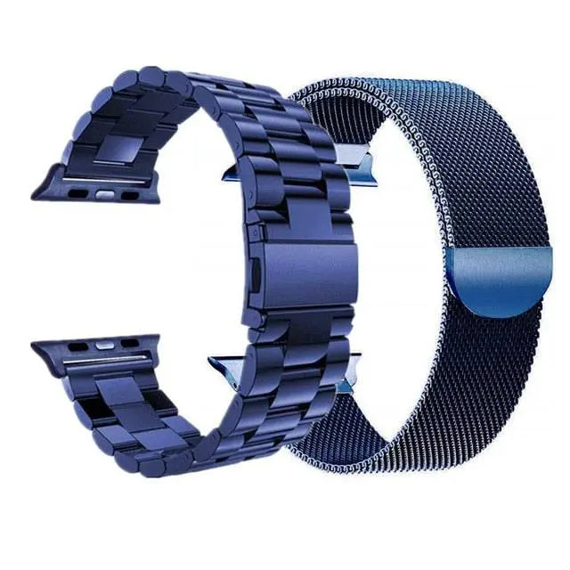 Dual Metal Watch Straps Bundle – Mesh & Link Bracelet Set for 42mm, 44mm, 46mm, 49mm Smart Watch Models