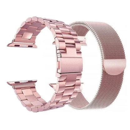 Dual Metal Watch Straps Bundle – Mesh & Link Bracelet Set for 42mm, 44mm, 46mm, 49mm Smart Watch Models