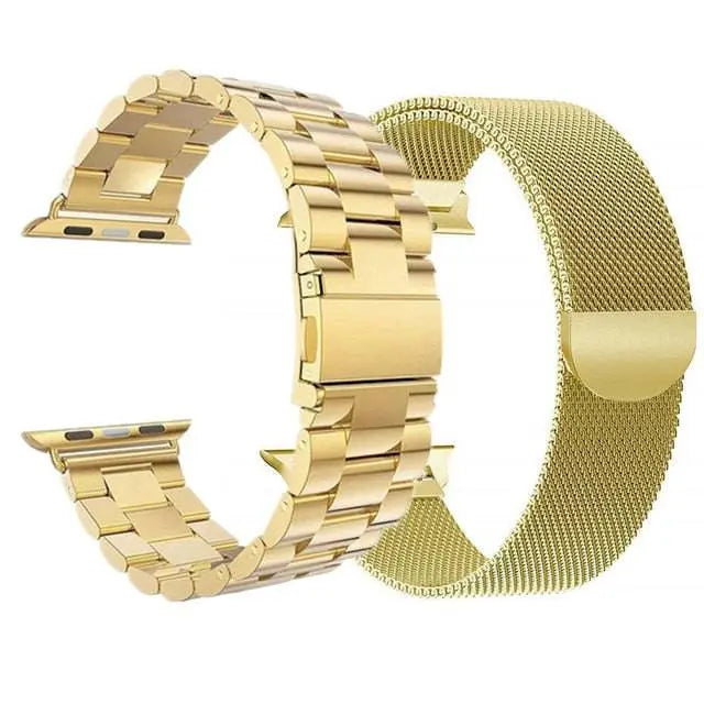 Metal Watchband Twin Pack – Mesh & Link Straps Compatible with 42mm, 46mm, 49mm Smartwatches