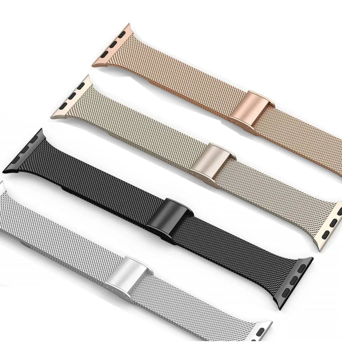 Adjustable Stainless Steel Link Bracelet for Apple Watch – Magnetic Clasp, Multiple Size Options