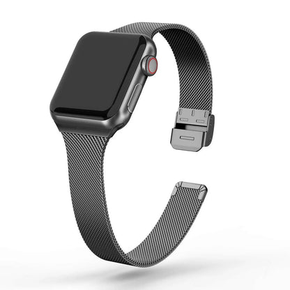 Adjustable Stainless Steel Link Bracelet for Apple Watch – Magnetic Clasp, Multiple Size Options