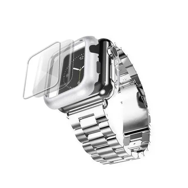 Protective Metal Band + Case Bundle for Apple Watch – All Series Compatible