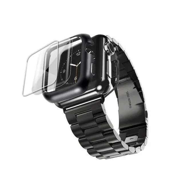 Protective Metal Band + Case Bundle for Apple Watch – All Series Compatible
