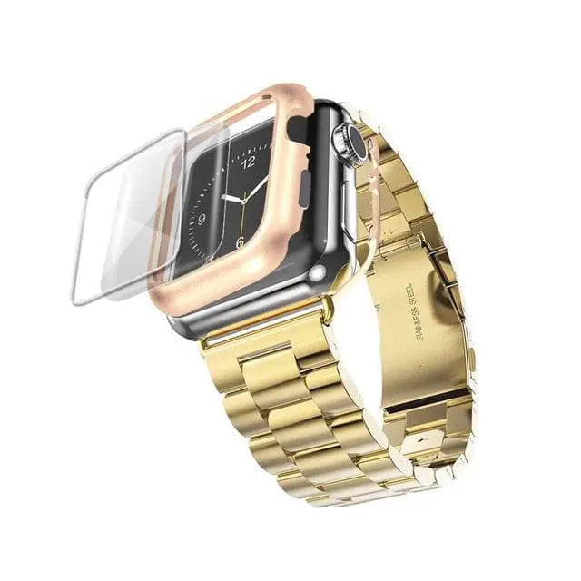 Protective Metal Band + Case Bundle for Apple Watch – All Series Compatible