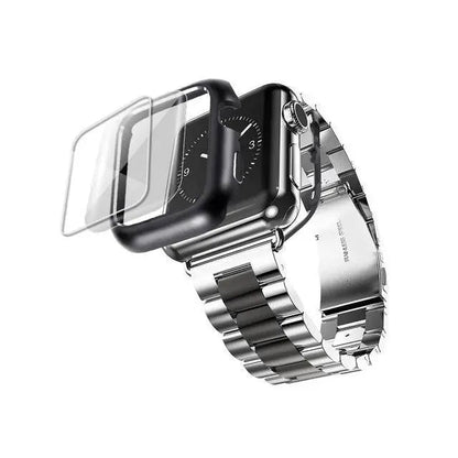 Protective Metal Band + Case Bundle for Apple Watch – All Series Compatible