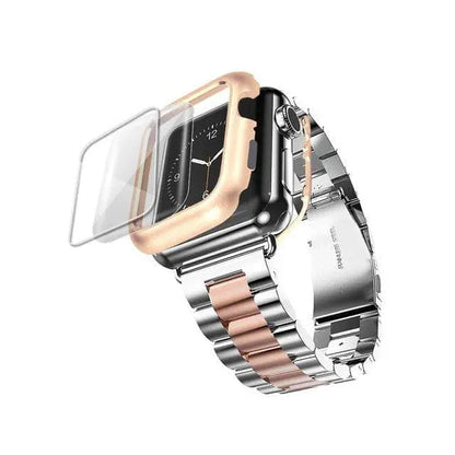 Protective Metal Band + Case Bundle for Apple Watch – All Series Compatible