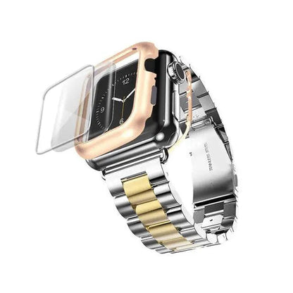 Protective Metal Band + Case Bundle for Apple Watch – All Series Compatible