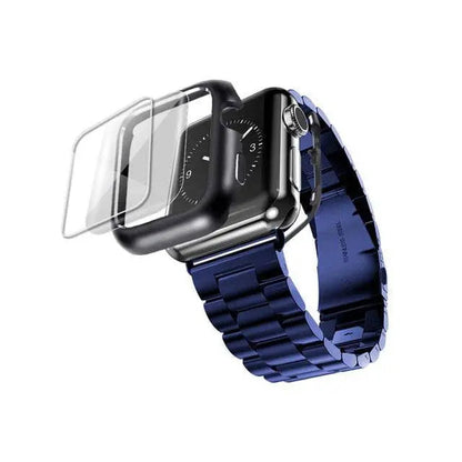 Protective Metal Band + Case Bundle for Apple Watch – All Series Compatible