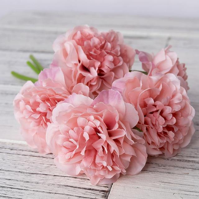 5-Pack Silk Faux Roses Artificial Flowers