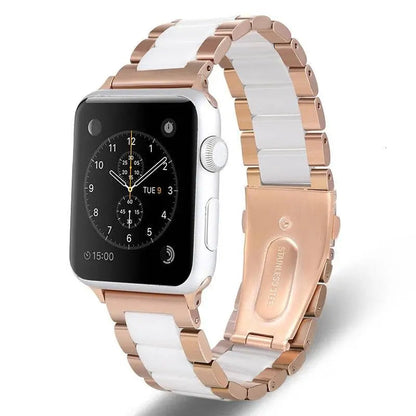 Metal & Ceramic Smartwatch Wristband – Compatible with Apple Watch Series 10/11/12 (38-46mm) & Ultra (49mm)