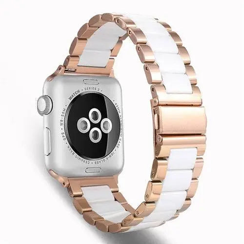 Metal & Ceramic Smartwatch Wristband – Compatible with Apple Watch Series 10/11/12 (38-46mm) & Ultra (49mm)