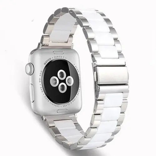 Metal & Ceramic Smartwatch Wristband – Compatible with Apple Watch Series 10/11/12 (38-46mm) & Ultra (49mm)
