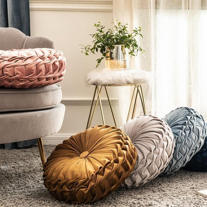Plush Frill Circular Cushion Toss Pillow