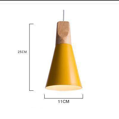 Conical Wood & Aluminum Pendant Light – Vintage Industrial Hanging Fixture for Dining Room, Kitchen & Living Room – E27 Socket, Adjustable