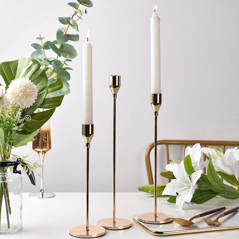 3-Piece Gold Candlestick Holder Set