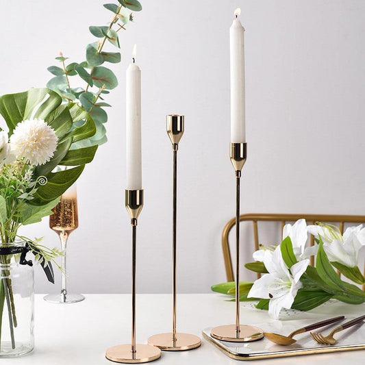 3-Piece Gold Candlestick Holder Set