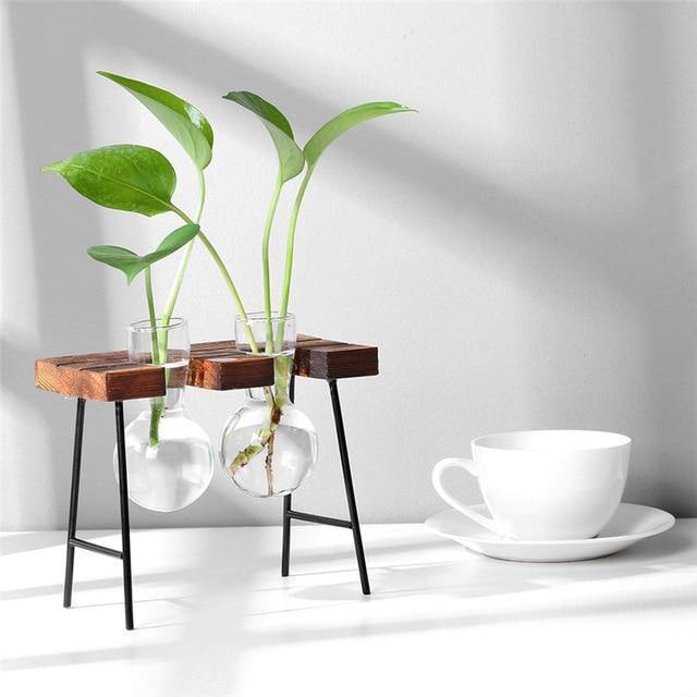 Flourish Propagation Vessel with Metal and Wooden Stand