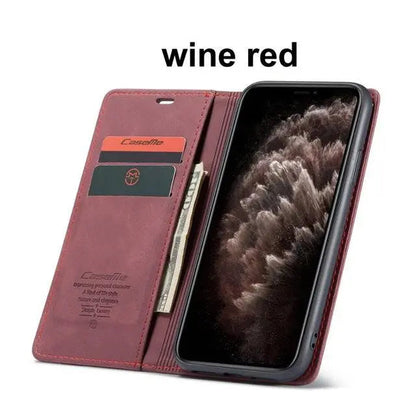 Folio Wallet iPhone Case – Leather-Finish Cover with Card Slots for iPhone 11, 11 Pro & Pro Max – Protective Edge Cover, Camera Cutout &