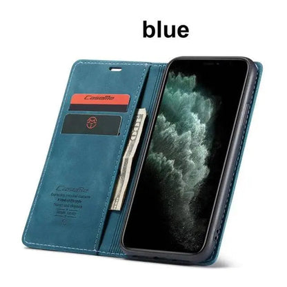 Folio Wallet iPhone Case – Leather-Finish Cover with Card Slots for iPhone 11, 11 Pro & Pro Max – Protective Edge Cover, Camera Cutout &