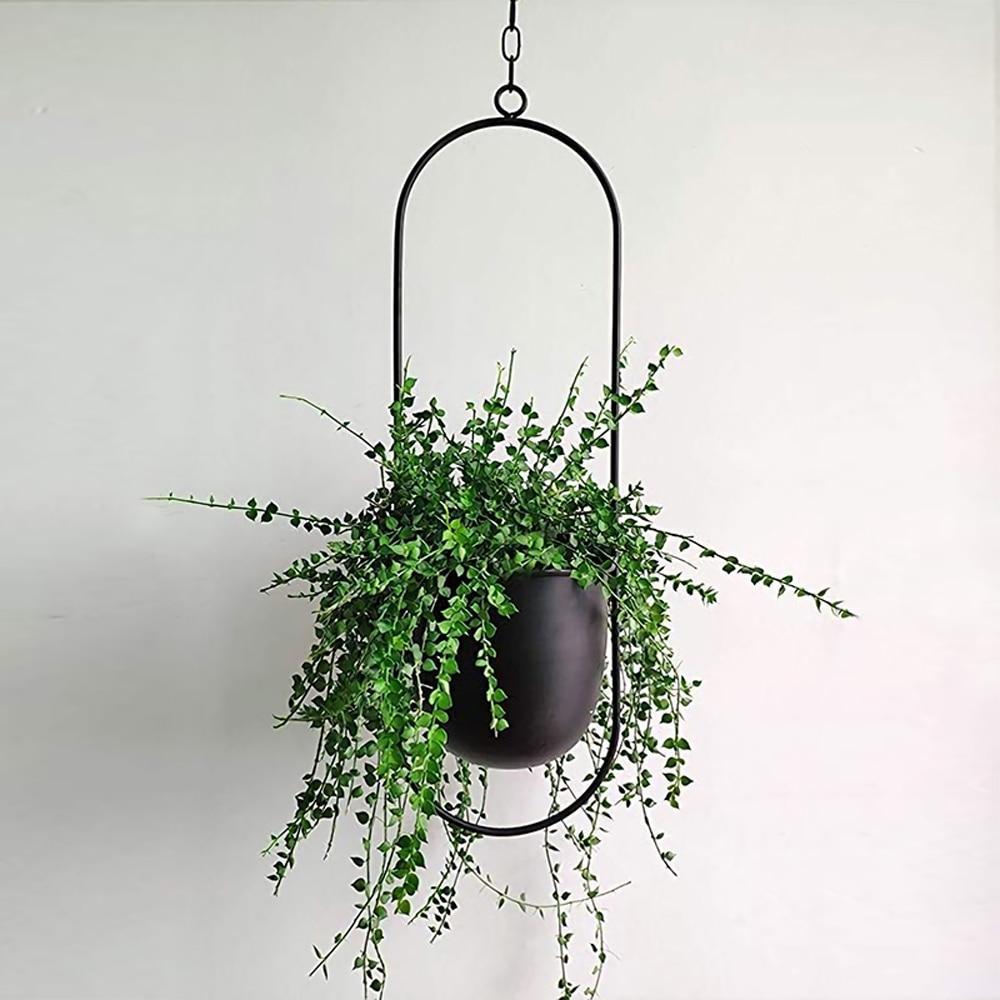 Hanging Plant Holder with Geometric Frame – Modern Wall or Ceiling Mount for Indoor Plants