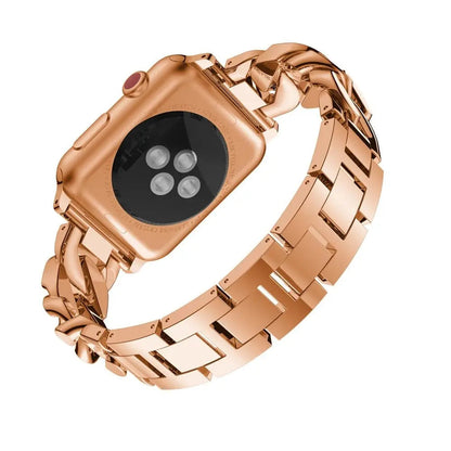 Stainless Steel Link Watch Strap with Crystal Accent Design – Adjustable Metal Bracelet for 38mm to 49mm Smart Watches